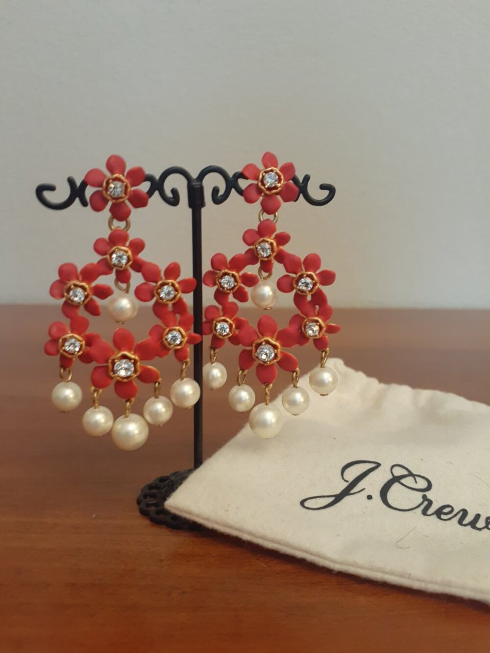J. Crew Enamel Floral Chandelier Earrings